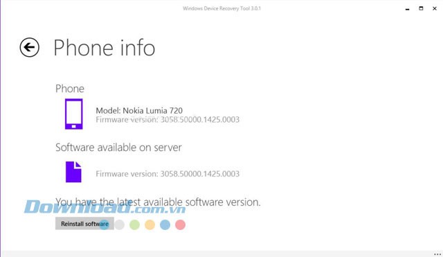 Thông tin về điện thoại được kết nối
