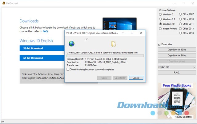 Tải xuống phiên bản cần thiết thông qua ứng dụng Windows ISO Downloader cho máy tính