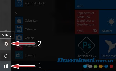 Thiết lập Setting trong Windows 10
