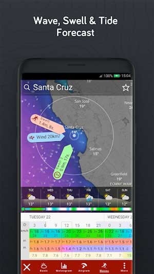 Dự báo về sức gió, thủy triều, lượng mưa,...