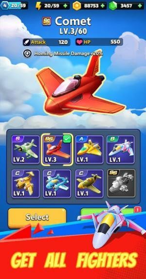 Mở khóa các chiến đấu cơ khác nhau