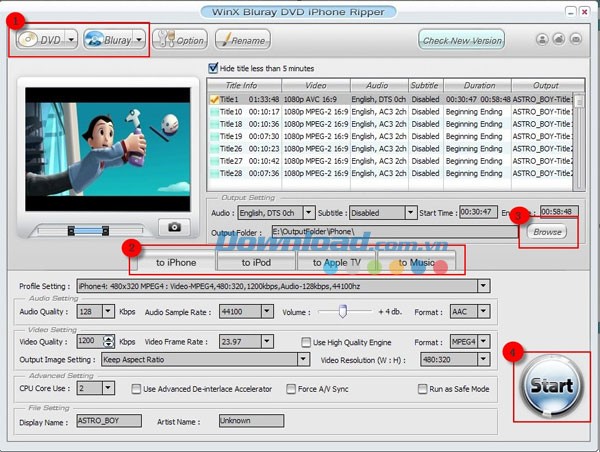 WinX Bluray DVD iPhone Ripper