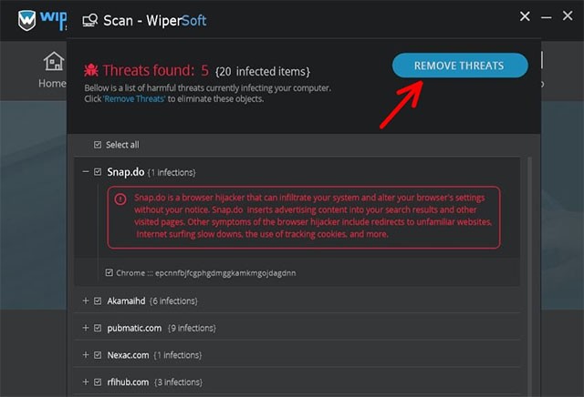 Scan hệ thống để dò tìm spyware, adware...