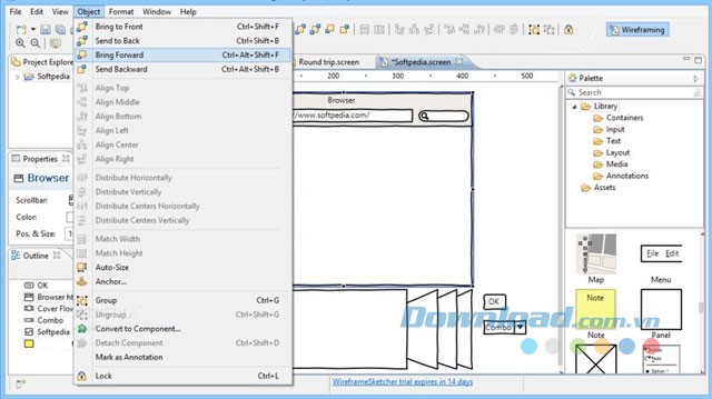 Làm việc với đối tượng trong WireframeSketcher