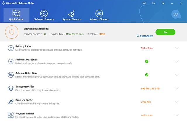 Phần mềm bảo mật máy tính trong thời gian thực - Wise Anti Malware