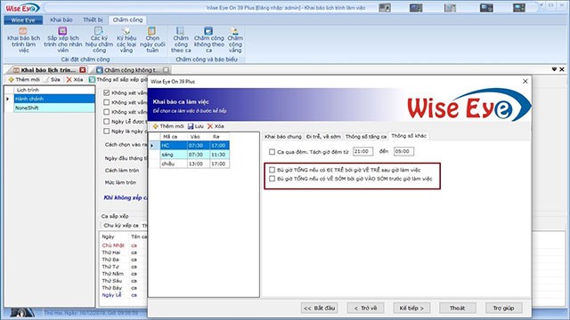 Phần mềm chấm công Wise Eye On 39 Plus