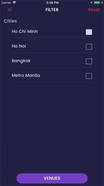 Lọc địa điểm và thành phố dễ dàng