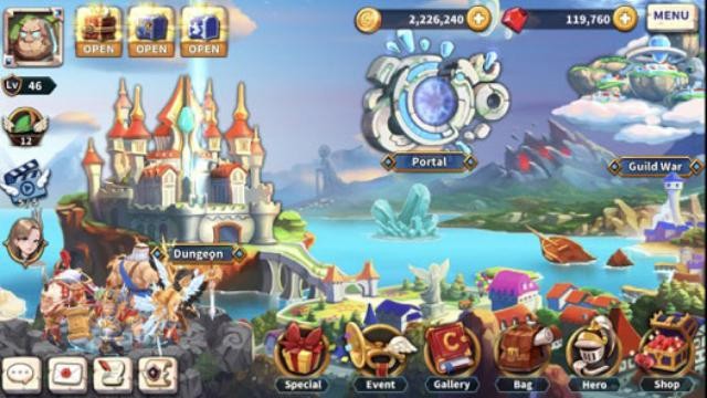 Game nhập vai idle có nhiều chế độ chiến đấu thú vị như Portal, Guild War...