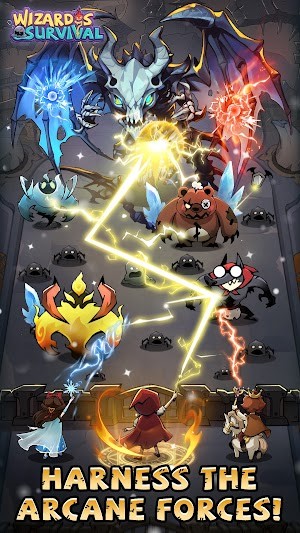 Sử dụng phép thuật chống lại các kẻ thù bí ẩn trong game Wizard s Survival