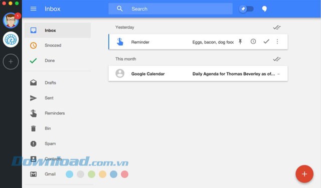 Giao diện ứng dụng Wmail cho Mac