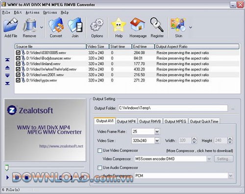 WMV to AVI DivX MP4 MPEG RMVB Converter