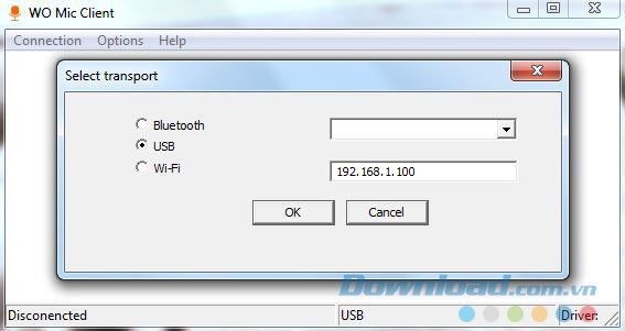 Kết nối điện thoại với máy tính bằng WO Mic