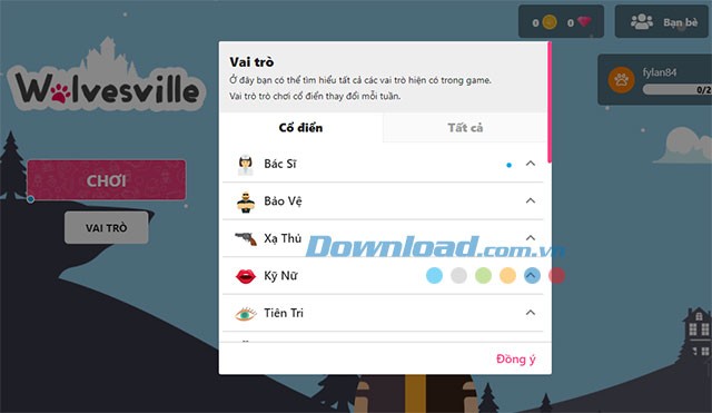 Có rất nhiều vai cùng đặc điểm, khả năng riêng trong Wolvesville Online