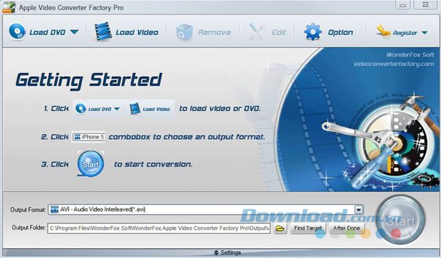 Giao diện chính của phần mềm chuyển đổi định dạng DVD và video