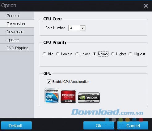 Một số lựa chọn cài đặt khác