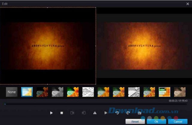 Lựa chọn hiệu ứng cho video