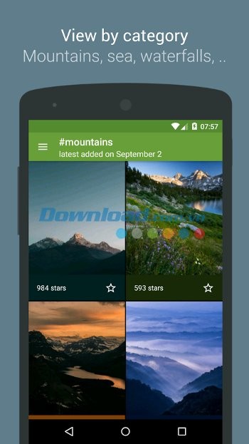 Wonderwall phân loại hình nền theo các mục khác nhau