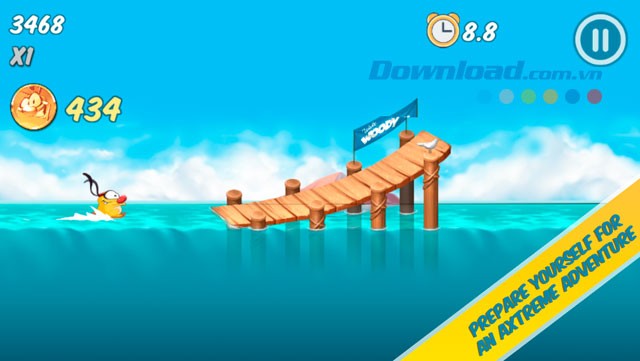 Giao diện chơi game Woody: Endless Summer trên Android