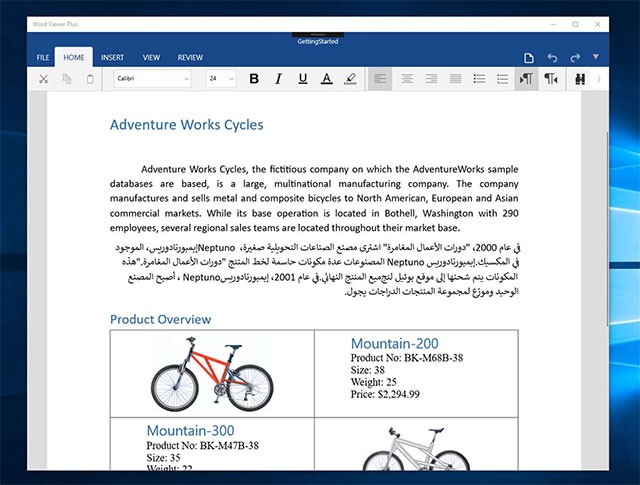 Giao diện ứng dụng Word Editor cho Windows 10