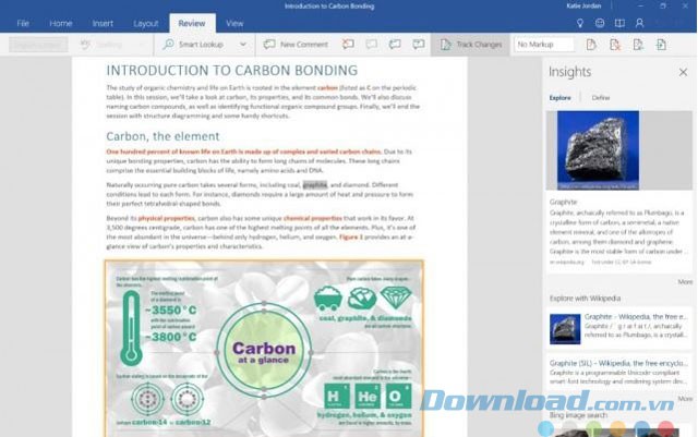 Giao diện ứng dụng Word Mobile