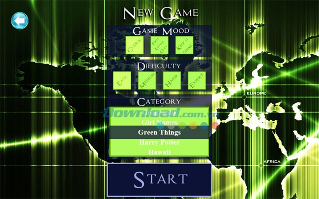 Chọn kiểu chơi và mức độ chơi