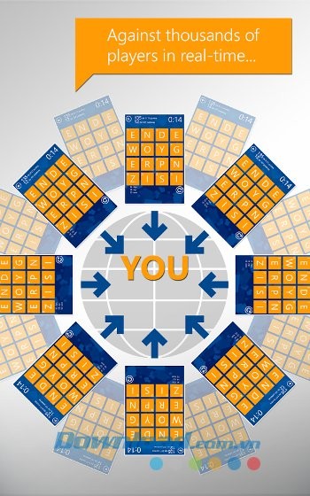 Wordament cho phép thi đấu với những người chơi khác trong thời gian thực