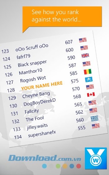 Bảng xếp hạng của Wordament
