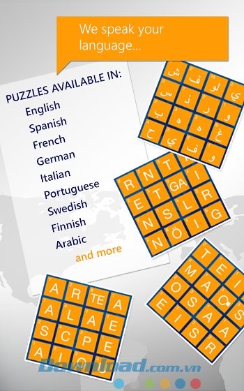 Wordament hỗ trợ nhiều ngôn ngữ
