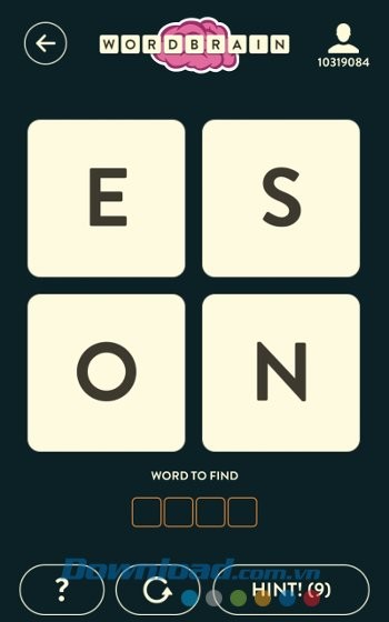 Giao diện màn chơi game WordBrain