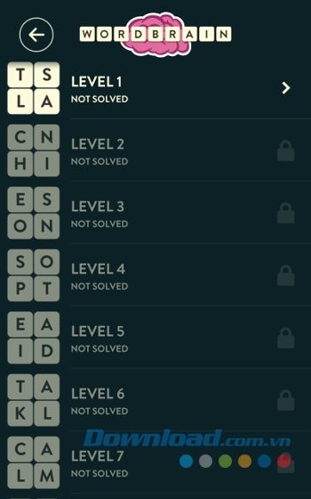 WordBrain gồm 580 level khác nhau
