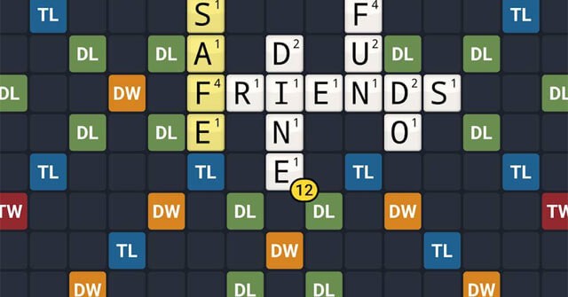 Một bảng ô chữ trong Wordfeud cho iOS