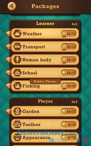 Words Crush: Hidden Themes! cho Android có nhiều gói chủ đề khác nhau