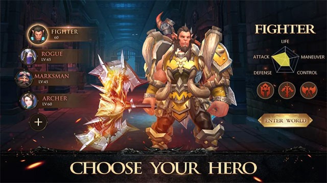 Chọn nhân vật của bạn từ 4 chủng tộc, 9 lớp nhân vật cơ bản và 27 lớp nhân vật nâng cao