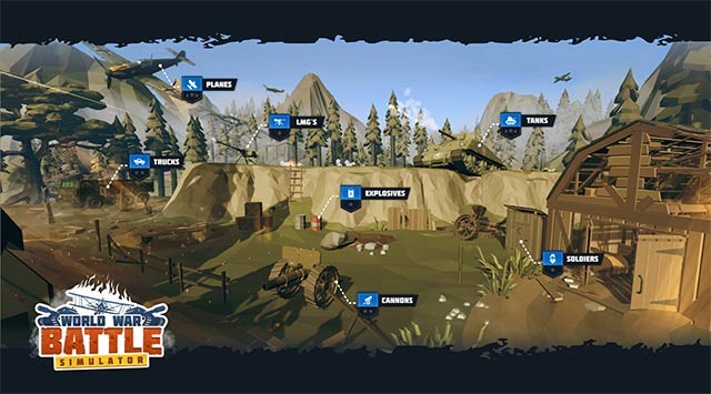 Mở khóa các đơn vị quân, vũ khí và hỗ trợ khi tiến bộ trong World War Battle Simulator game
