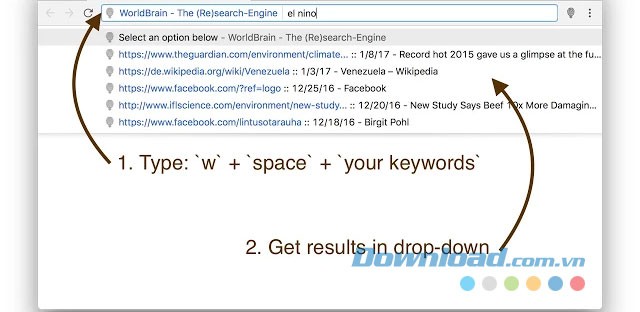 Giao diện chính của tiện ích mở rộng WorldBrain - The (Re)search-Engine cho trình duyệt Google Chrome