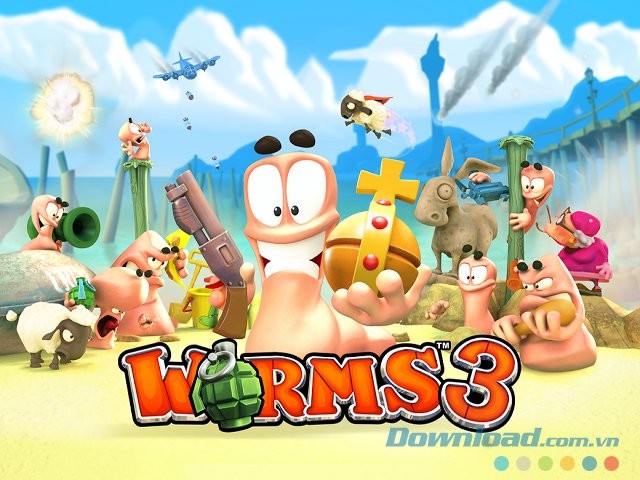 Giao diện game với những chú sâu ngộ nghĩnh