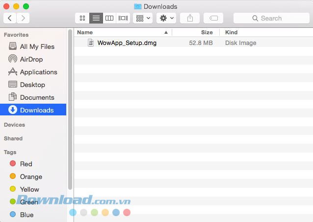 Nhấp chuột vào file tải về