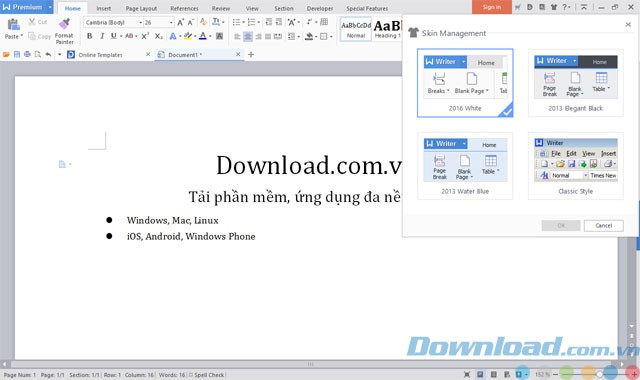 Giao diện WPS Writer