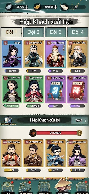 Vô số hiệp khách để người chơi lựa chọn