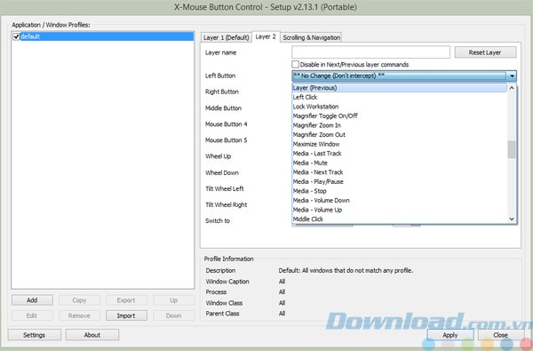 Các chức năng ánh xạ chuột