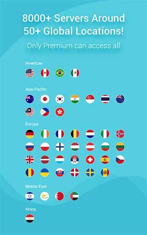 X-VPN cung cấp các máy chủ chuyên dụng