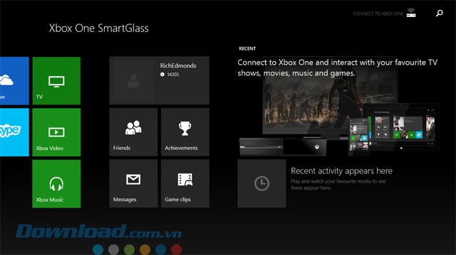Giao diện ứng dụng Xbox One SmartGlass