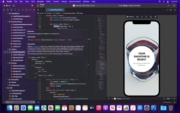 Giao diện phần mềm lập trình Xcode 13