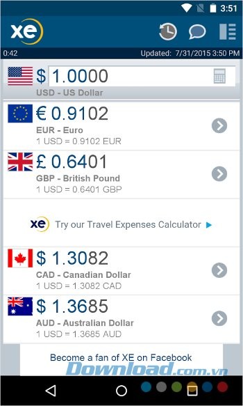 Cập nhật tỷ giá nhanh chóng với XE Currency