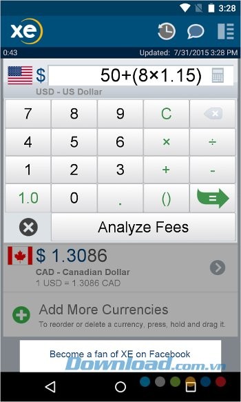 Chuyển đổi tỷ giá đơn giản với XE Currency