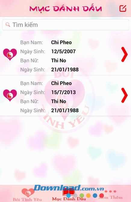 Xem bói tình yêu for Android