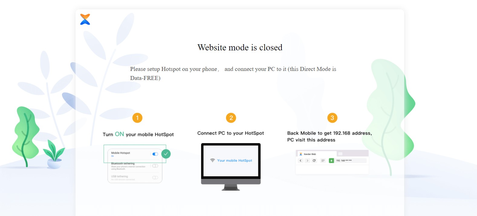 Giao diện website web.xender.com