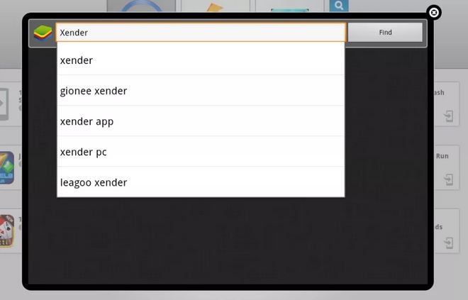 Tìm kiếm Xender trên Bluestack