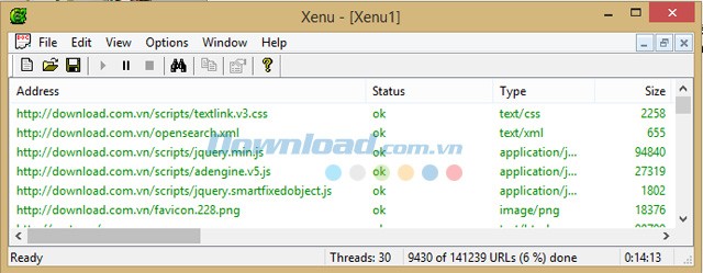 Giao diện của Xenu's Link Sleuth