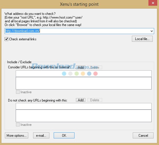 Nhập trang web cần kiểm tra